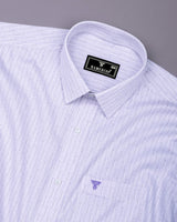 White With Purple Printed Premium Dobby Cotton Shirt