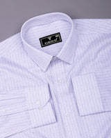 White With Purple Printed Premium Dobby Cotton Shirt