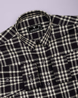Edina Black With Cream Dobby Check Cotton Shirt