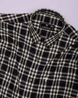 Edina Black With Cream Dobby Check Cotton Shirt