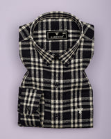 Edina Black With Cream Dobby Check Cotton Shirt