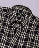 Edina Black With Cream Dobby Check Cotton Shirt