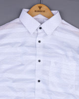 White Weft Stripe With Black Dotted Premium Dobby Cotton Shirt