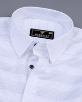 White Weft Stripe With Black Dotted Premium Dobby Cotton Shirt