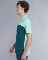 Seafoam Green With Peacock Blue Pique Pima Designer T-Shirt