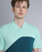 Seafoam Green With Peacock Blue Pique Pima Designer T-Shirt