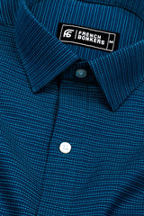 Crystal teal Blue Jacquard Stripe cotton Shirt