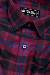 Merlot Maroon with Black Party wear cotton Shirt