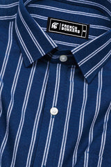 Pantone Blue With White Jacquard Stripe Shirt
