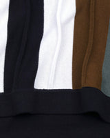 Brown With Black Candy Stripe Knitted Cotton Polo T-Shirt