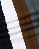 Brown With Black Candy Stripe Knitted Cotton Polo T-Shirt