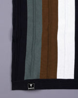 Brown With Black Candy Stripe Knitted Cotton Polo T-Shirt