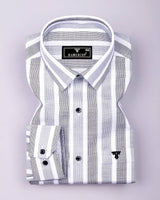 Cento Black With Gray Stripe Dobby Cotton Shirt