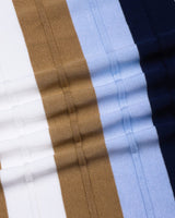 Blue With White Candy Stripe Knitted Cotton Polo T-Shirt