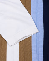 Blue With White Candy Stripe Knitted Cotton Polo T-Shirt