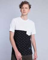 Black With White Lightning Bolt Printed Pique Pima Designer T-Shirt