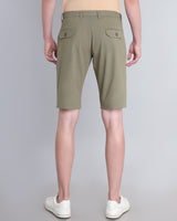 Olive Green Stretch Cotton Shorts