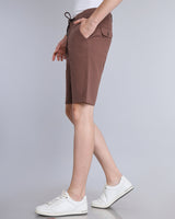 Coffee Brown Stretch Cotton Shorts