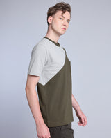 Crocodile Green With Gray Pique Pima Designer T-Shirt