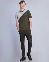 Crocodile Green With Gray Pique Pima Designer T-Shirt