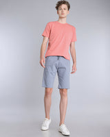 Light Steel Blue Stretch Cotton Shorts