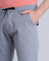 Light Steel Blue Stretch Cotton Shorts