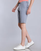 Light Steel Blue Stretch Cotton Shorts