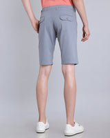 Light Steel Blue Stretch Cotton Shorts