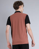 Rust Orange With Black Pique Pima Designer T-Shirt