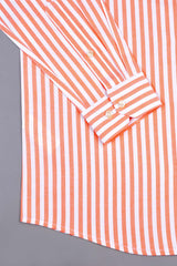Cantaloupe orange with white oxford bengal stripe shirt