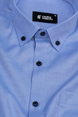 Azure blue dobby texture cotton shirt