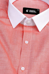 Yam orange dobby texture cotton shirt