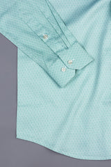 Kelly green with orange slice printed satin shirt