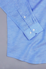 Lapis blue net texture cotton shirt