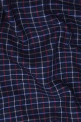 Dark blue with red and grey line tattershall check shirt