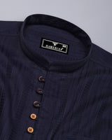 Zamora Black Self Stripe Dobby Cotton Shirt Style Kurta