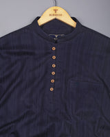 Zamora Black Self Stripe Dobby Cotton Shirt Style Kurta