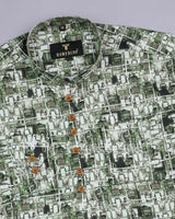 Forest Green Antique Heritage Printed Premium Gizza Shirt Style Kurta