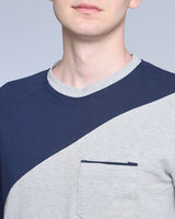 NavyBlue With Gray Pique Pima Designer T-Shirt