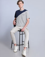 NavyBlue With Gray Pique Pima Designer T-Shirt