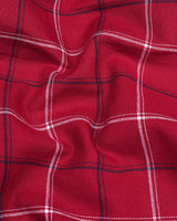 Orphic Red Sudoku Check Brushed Cotton Shirt Style Kurta