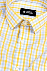 Lemon yellow with light sky blue gun club check shirt