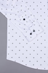 Smoke white with grey and black printed shirt
