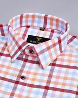Heron Orange Multicolored Check Oxford Cotton Shirt