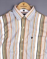 Bluster Mustard Multicolored Stripe Oxford Cotton Formal Shirt