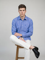 Cloud Blue Oxford Cotton Solid Formal Shirt