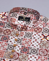 Cherry Red Artoculture Printed Egyptian Gizza Shirt Style Kurta