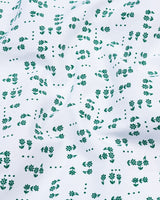 Green Anemone Flower Printed White Poplin Cotton Shirt