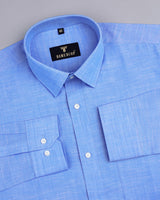 Earth Blue Linen Soft Cotton Formal Shirt