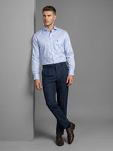 Skyland Blue With Gray Check Premium Giza Cotton Shirt